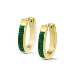 Green Cemented Crystal Gold plated Steel Oval Dangles Green Cemented Crystal Gold plated Steel Oval Dangles